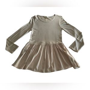 Matilda Jane Womens Beige Waffle Knit Long Sleeve Ruffle Top S